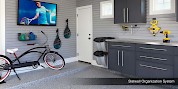 Slatwall Garage Organization System with Cabinet and Workbench