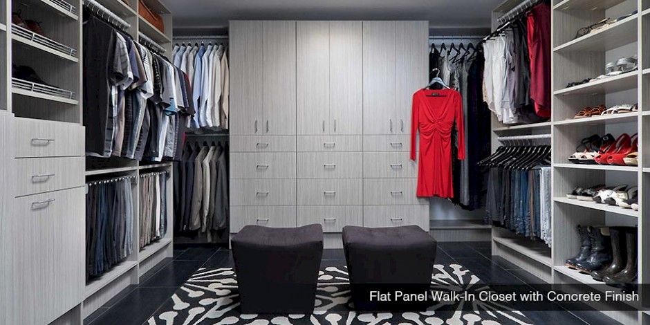 Flat Panel Walk-In Closet with Concrete Finish