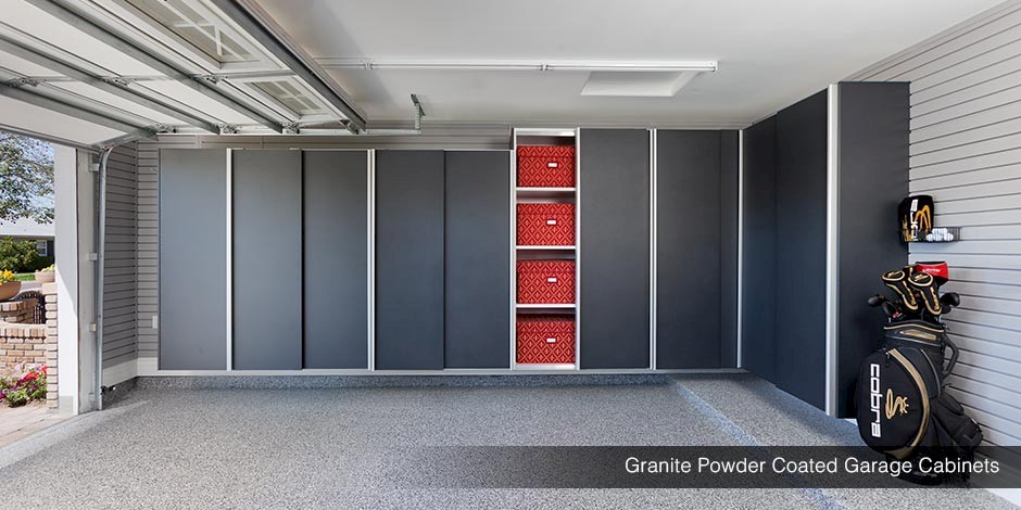 Granite Powder Coated Custom Garage Cabinets