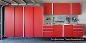 Tech Red Powder Coated Custom Garage Cabinets