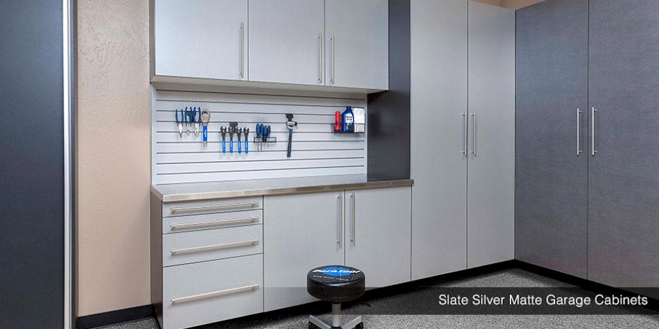 Slate Silver Matte Custom Garage Cabinets